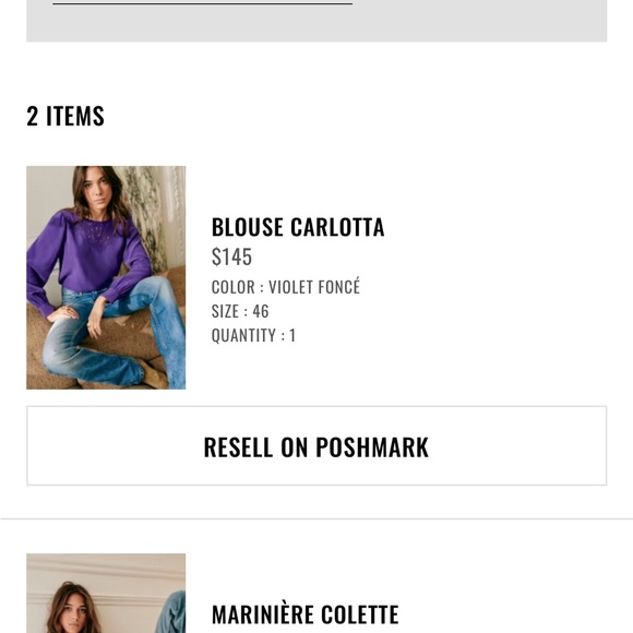 Sezane Carlotta Blouse Violet Foncé - Size 46/14 - Picture 4 of 9